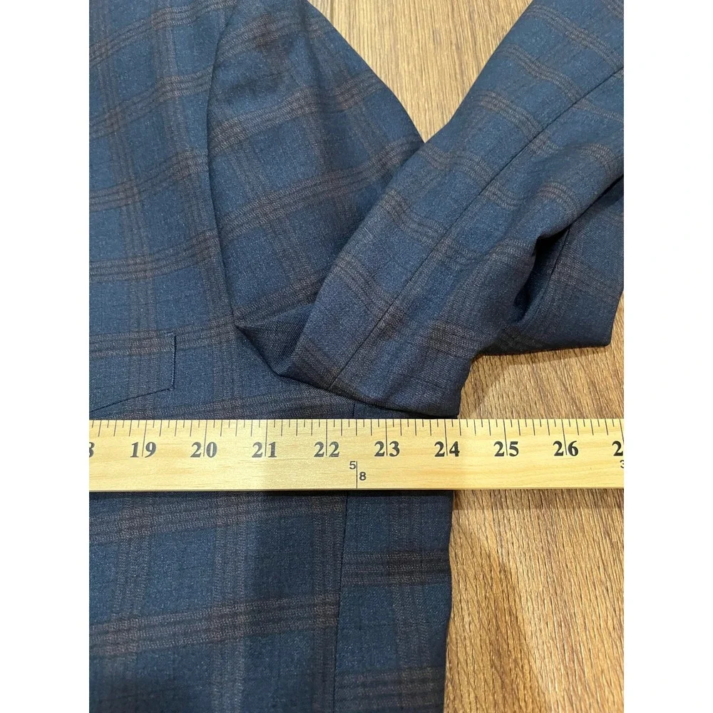 Kilburne Finch Mens Blue Plaid Tailored Fit 2 Piece Suit 48L 42W 39L Unaltered